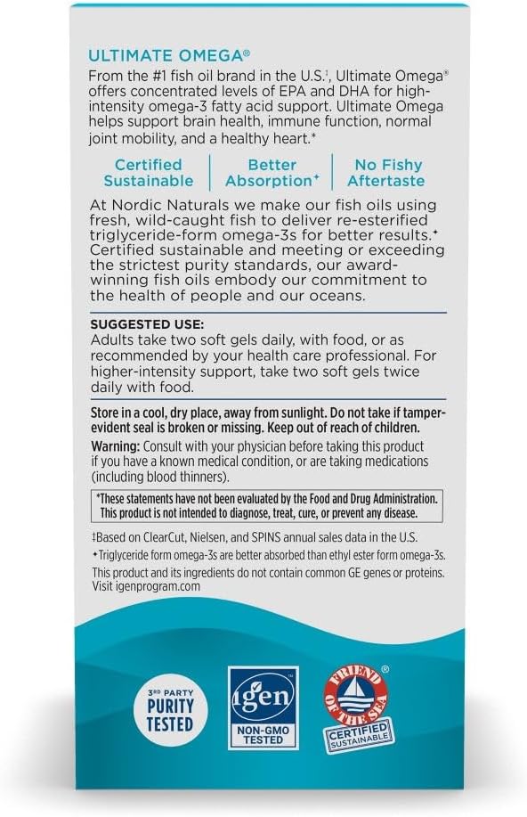 Nordic Naturals Ultimate Omega, 1280 mg de aceite de pescado omega-...
