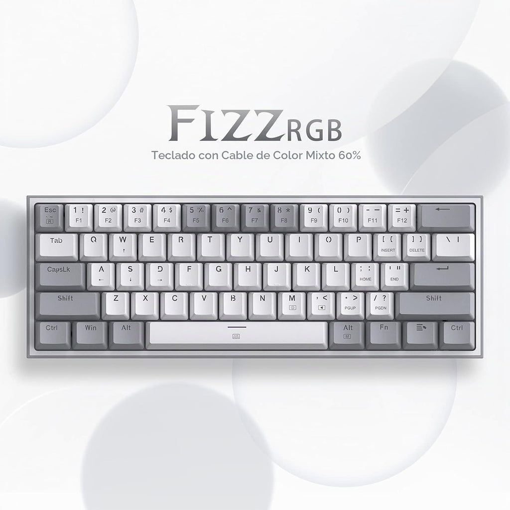 Redragon K617 Teclado mecánico para juegos RGB compacto con interca...