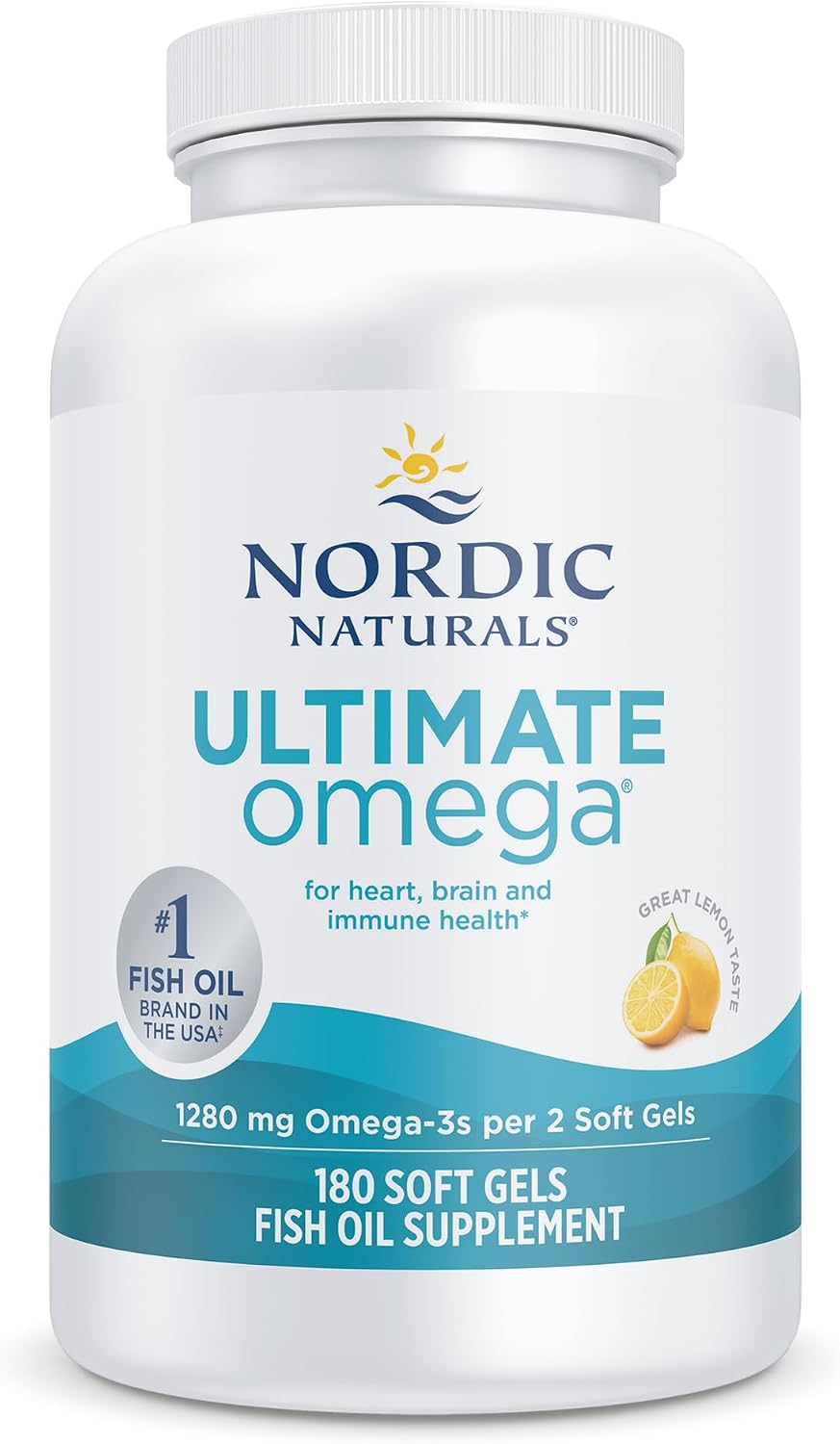 Nordic Naturals Ultimate Omega, sabor a limón, 180 geles suaves, 12...
