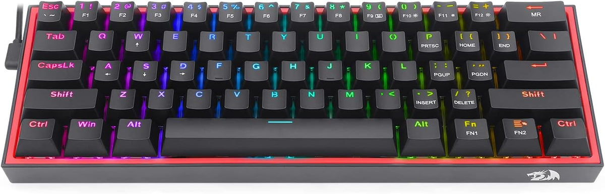 Redragon Teclado mecánico para juegos RGB compacto con cable K617 c...