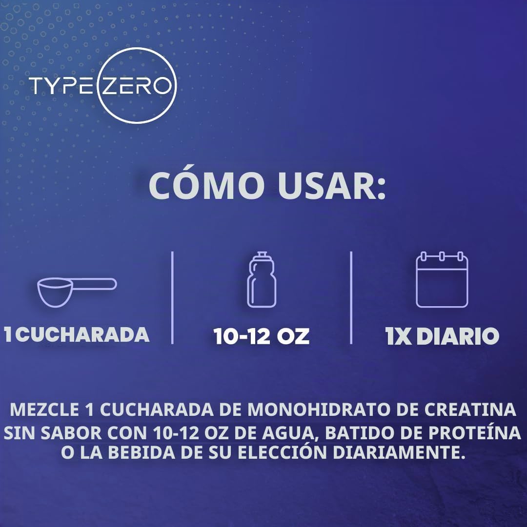 Type Zero Monohidrato de creatina (sin sabor) 2.2 lbs, micronizado,...