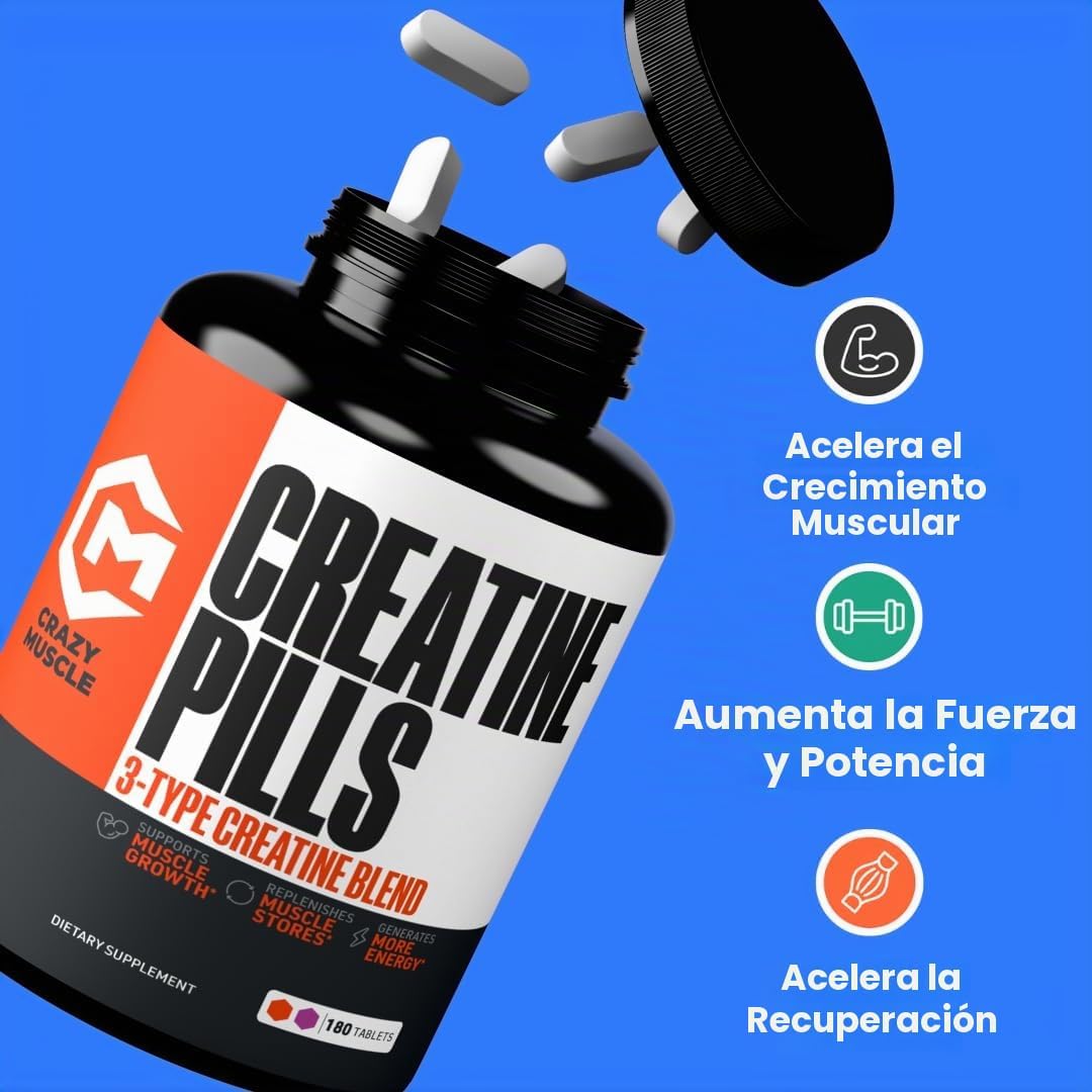 Creatine Monohydrate Pills | Suplemento preentrenamiento de fórmula...