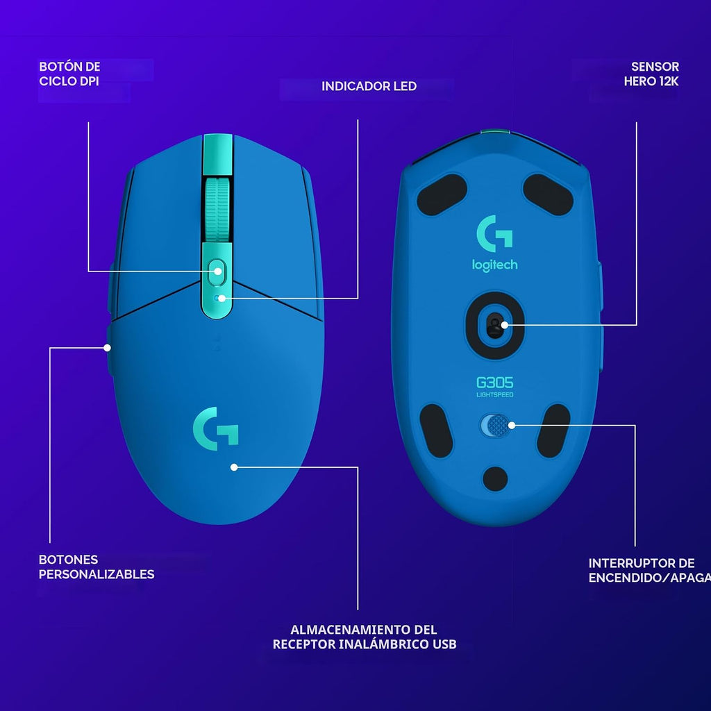 Ratón inalámbrico para juegos Logitech G305 Lightspeed - Azul | 12....
