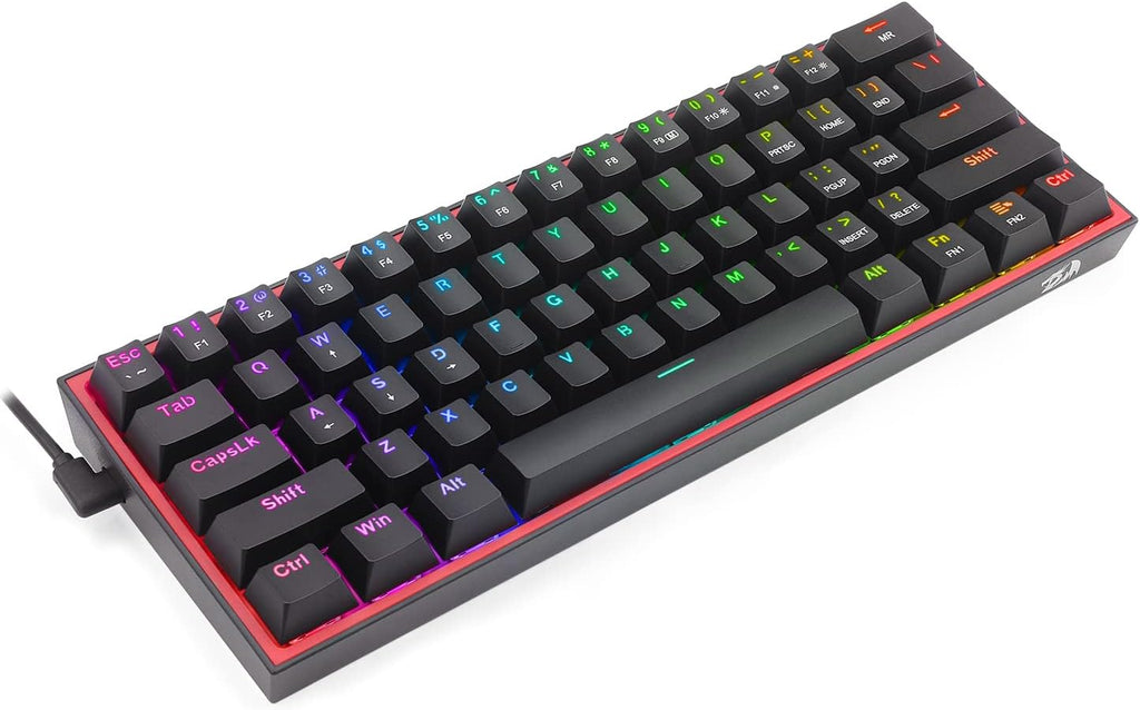 Redragon Teclado mecánico para juegos RGB compacto con cable K617 c...