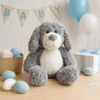 WEIGEDU Juguete de peluche de perro cachorro gris sonriente, 17,7 p...