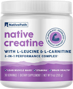Monohidrato de creatina NativePath, sin sabor, 30 porciones | 5 g p...