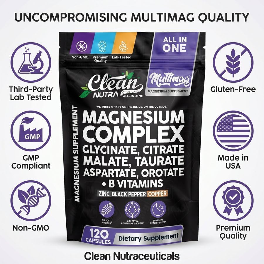 Clean Nutraceuticals Complejo de magnesio con citrato de glicinato...