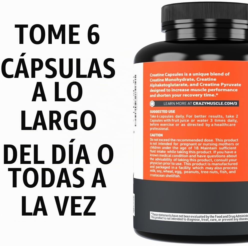 Cápsulas de monohidrato de creatina, suplemento preentrenamiento de...