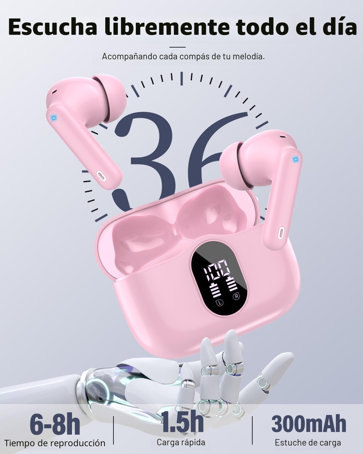 Auriculares inalámbricos, Bluetooth 5.4 Auriculares estéreo y llama...
