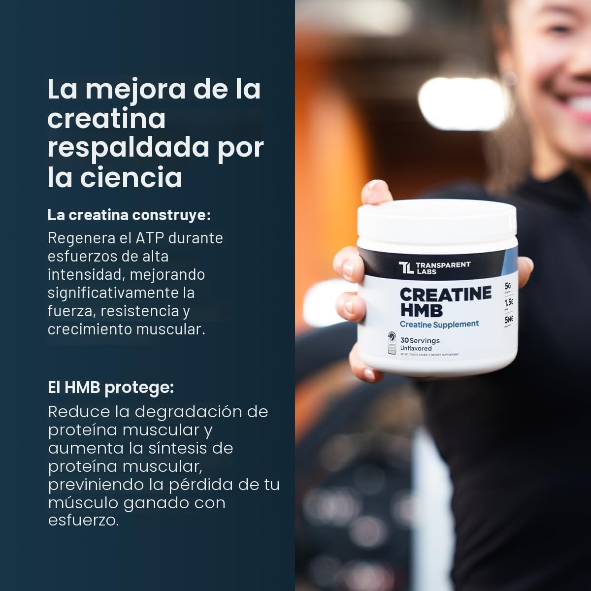 Transparent Labs Creatina HMB - Monohidrato de creatina en polvo co...