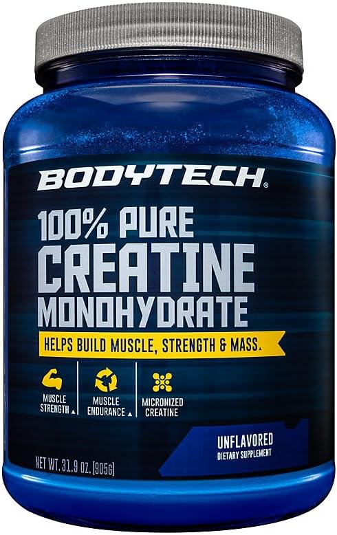 BodyTech - Monohidrato de creatina en polvo, sin sabor, 31.9 onzas,...