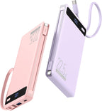 Paquete de 2 cargadores portátiles de 10000 mAh 22.5 W, cables inco...