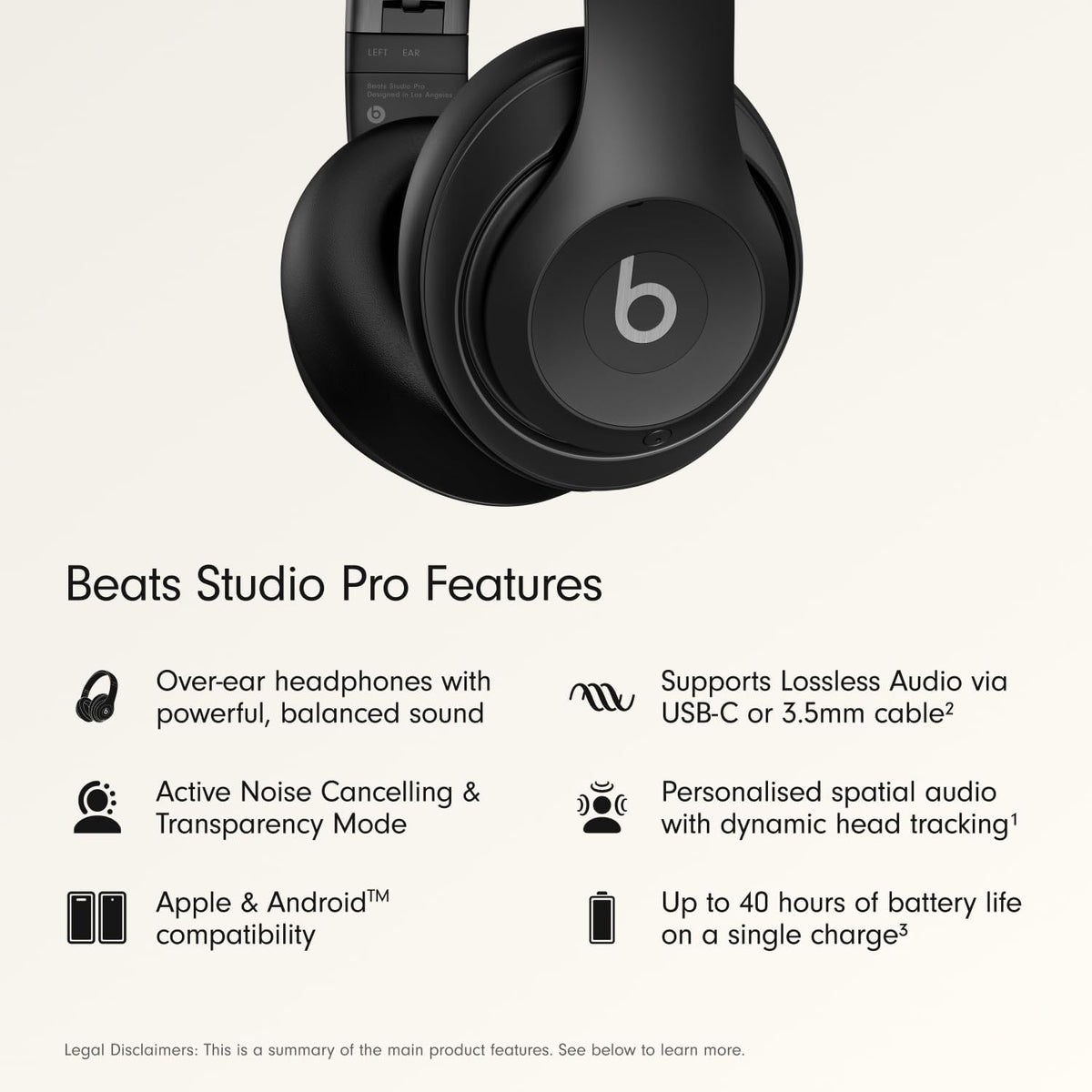 Beats Studio Pro con AppleCare+ para auriculares (2 años), color negro