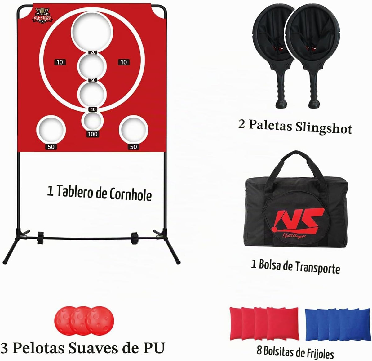 BACKYARD ALL-STARS Juego de tablero de cornhole estilo arcade, jueg...