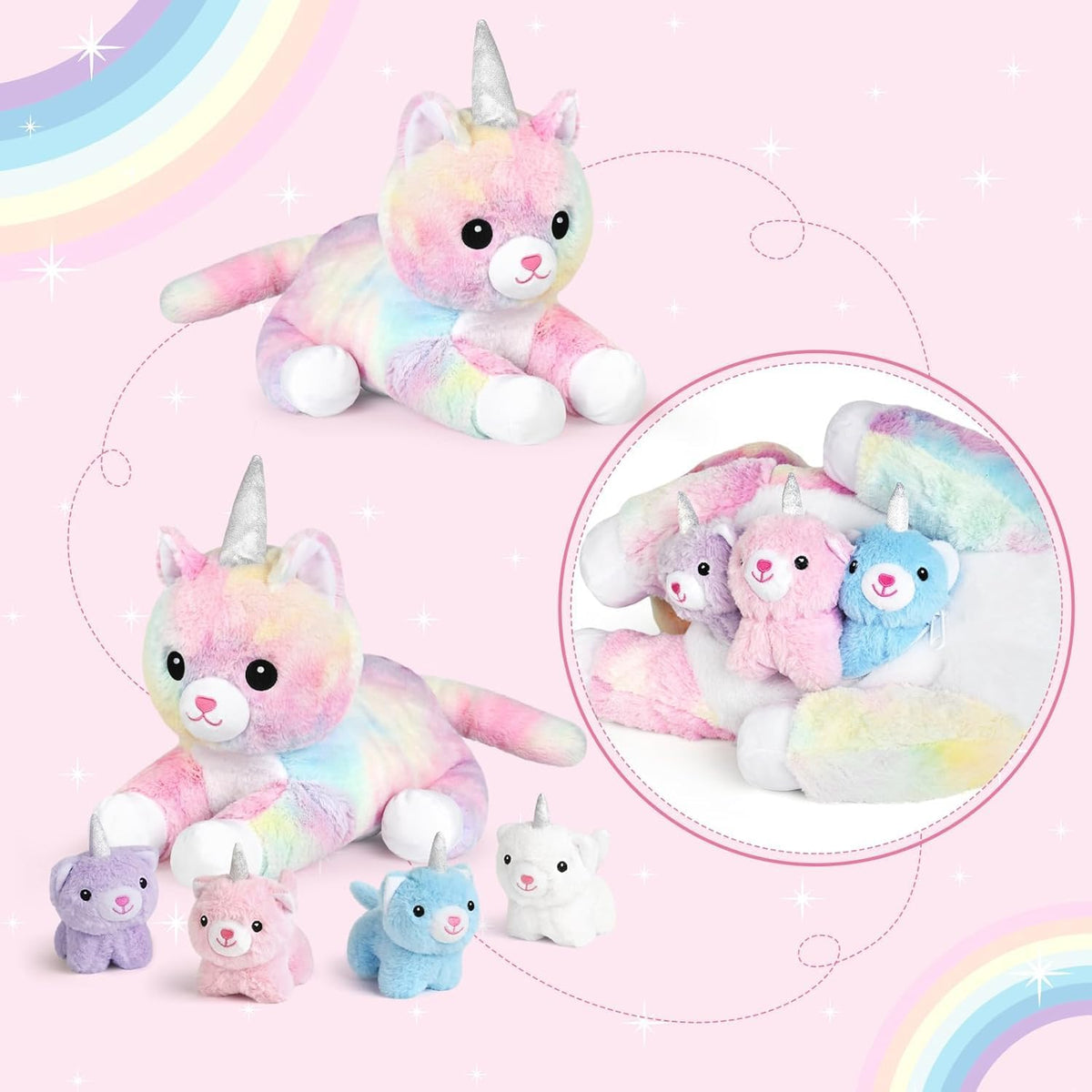 KMUYSL - Juguetes de peluche para mamá con 4 bebés, animal de peluc...