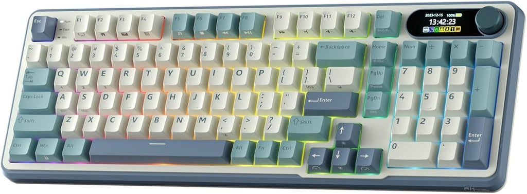 RK ROYAL KLUDGE Teclado mecánico inalámbrico S98 con pantalla intel...