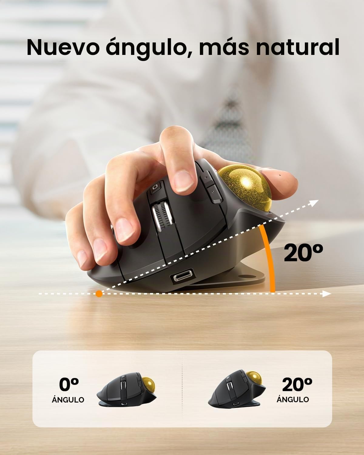 ProtoArc EM01 NL Ratón inalámbrico Trackball, control de pulgar rec...
