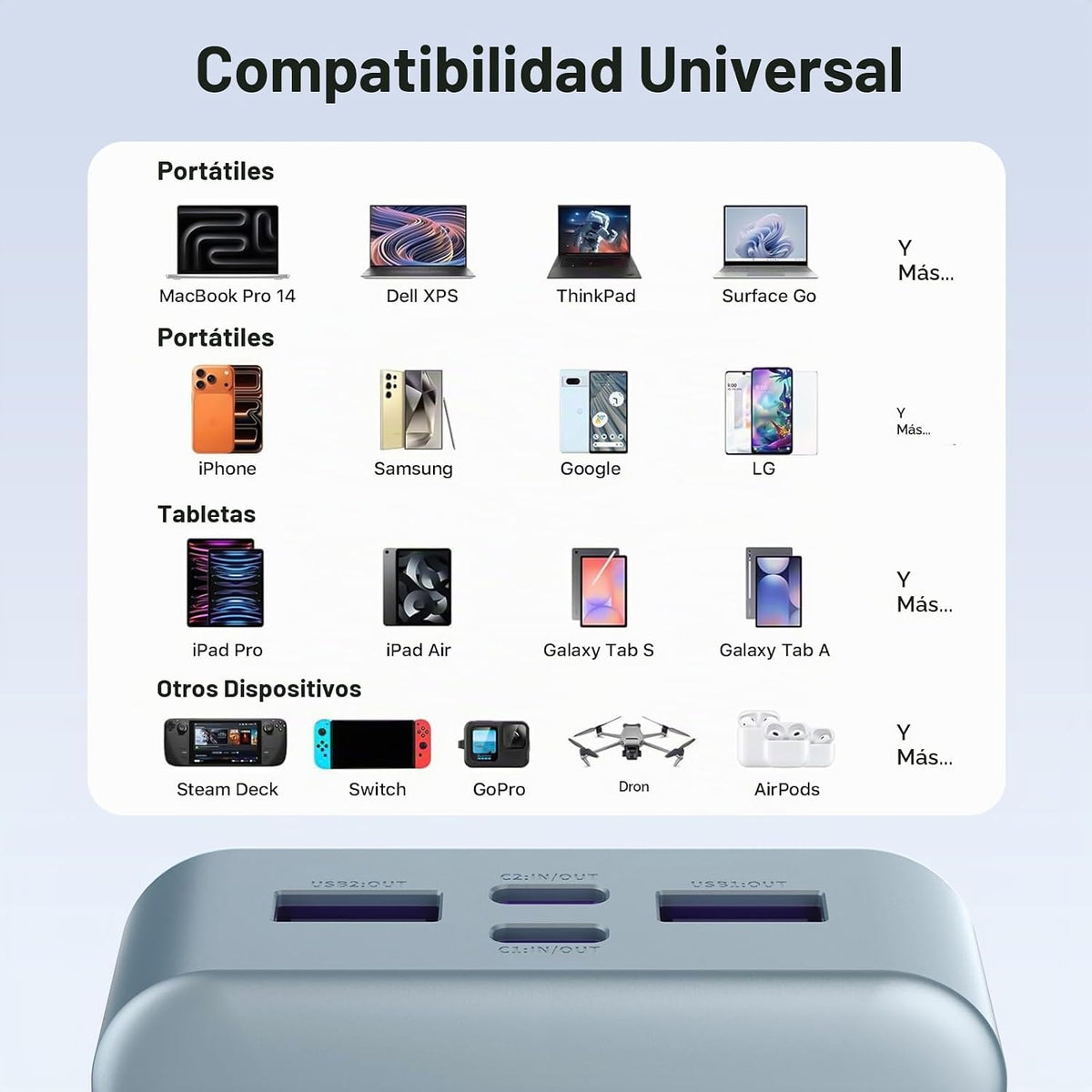 NOBIS Cargador portátil 20000mAh 65W Power Bank Carga rápida | Banc...