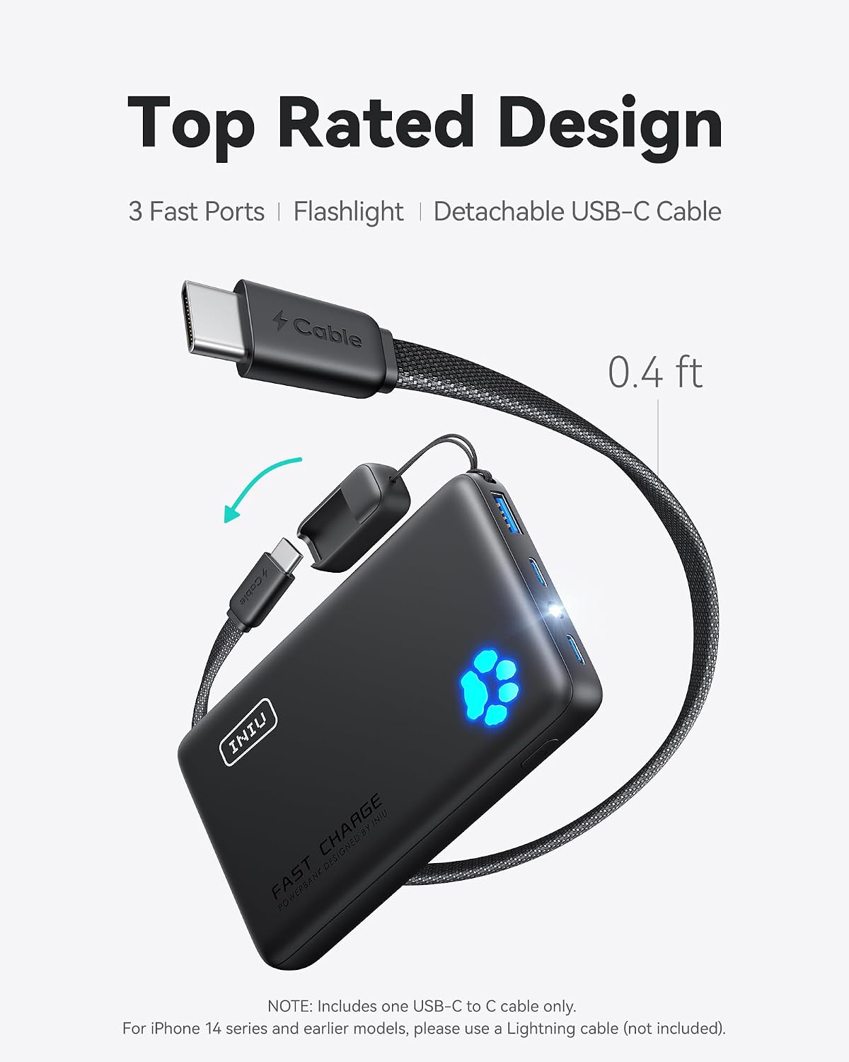 INIU 10000mAh 45W cargador portátil de carga rápida, banco de energ...