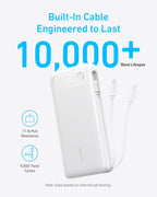 Anker Power Bank, 20.000 mAh Travel Essential, cable USB-C integrad...