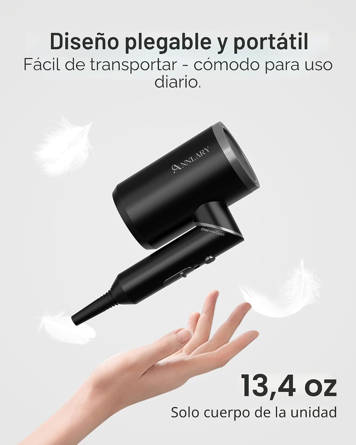 ANNLARY Secador de pelo con difusor, secador de pelo de iones de pl...