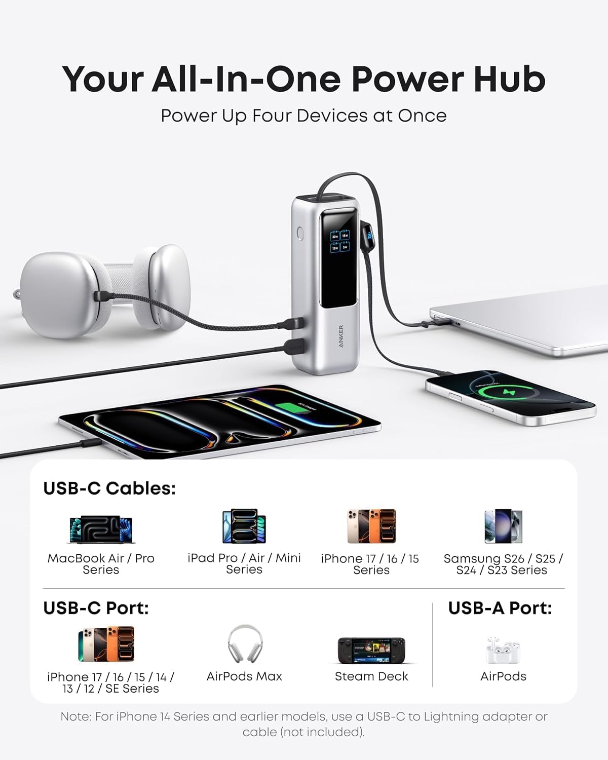 Anker - Banco de energía para laptop, 25,000 mAh esencial de viaje...