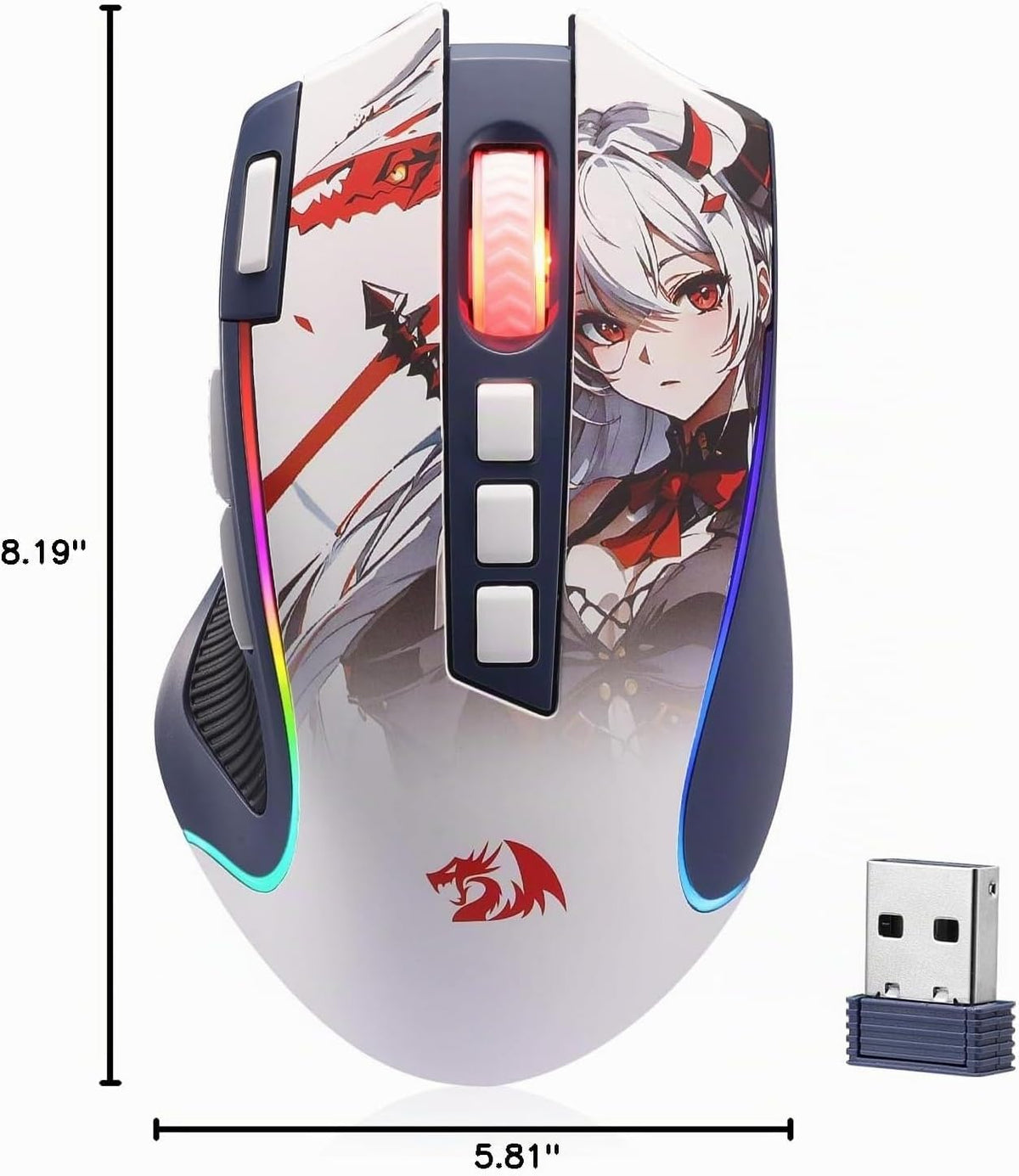 Redragon M612AK PRO Ratón inalámbrico para juegos de anime Teclas d...