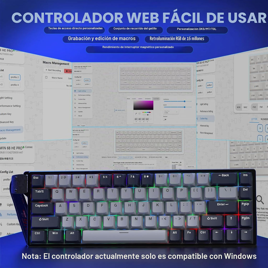 AULA WIN68 HE PRO - Teclado para Juegos con Efecto Hall y Interrupt...
