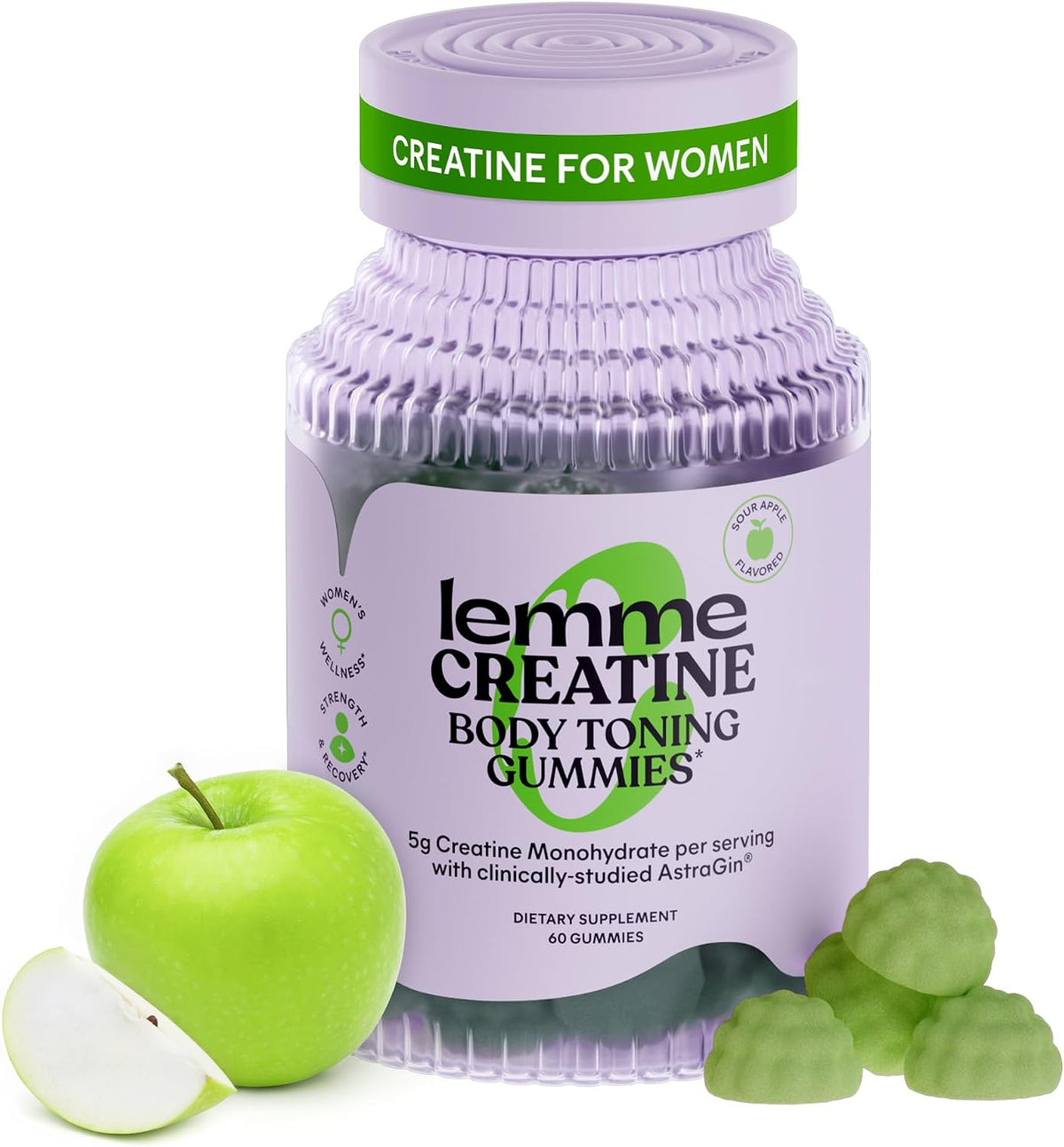 Gomitas de monohidrato de creatina Lemme Manzana agria (60 gomitas)...