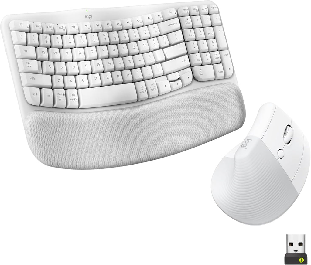 Logitech Wave Keys & Lift Vertical Mouse Combo ergonómico inalámbri...