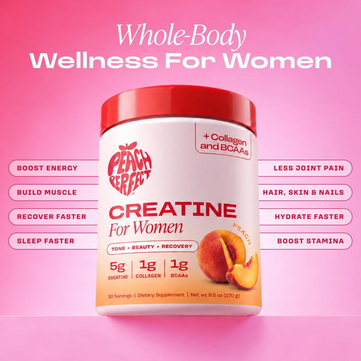 Peach Perfect Creatina para mujer \u2013 Monohidrato de creatina mi...
