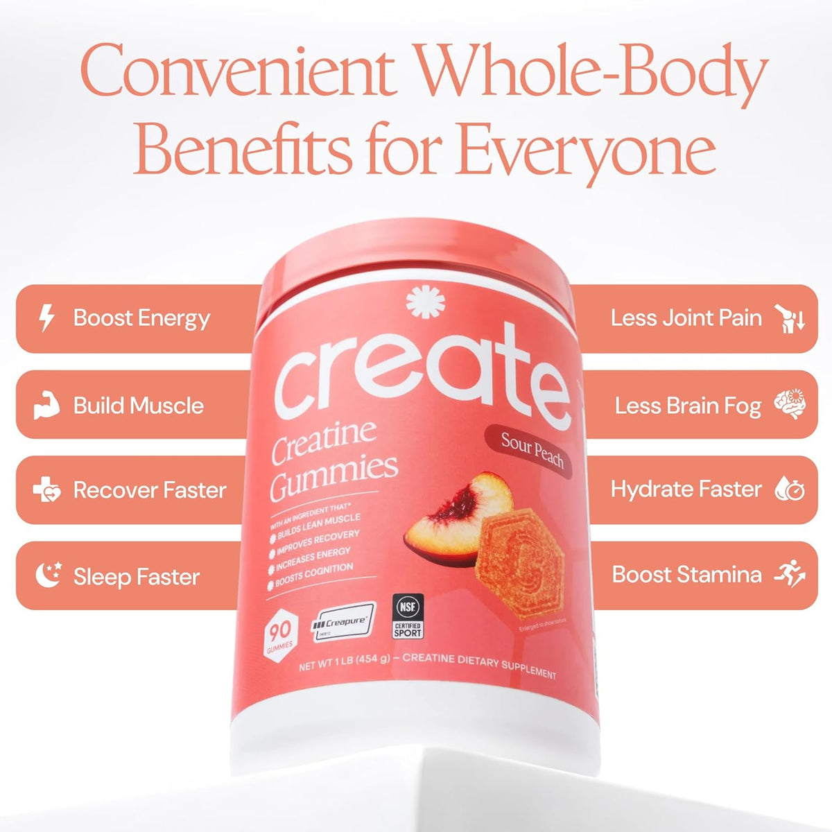 Create Gomitas de monohidrato de creatina para mujeres y hombres, m...