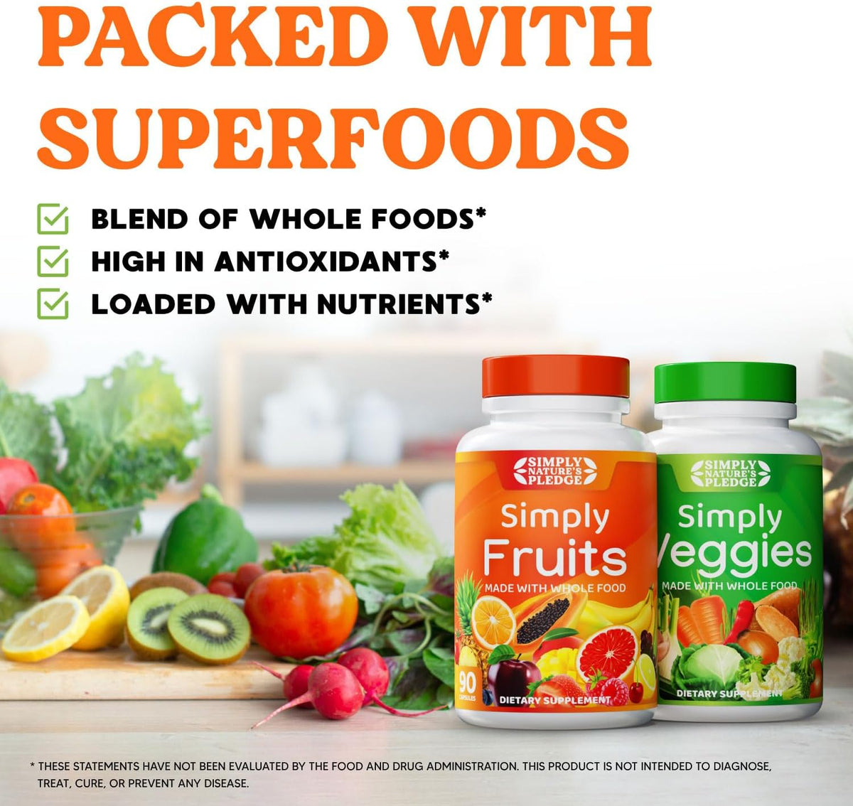 Simply Nature's Pledge - Repleto de 42 frutas y verduras difere...