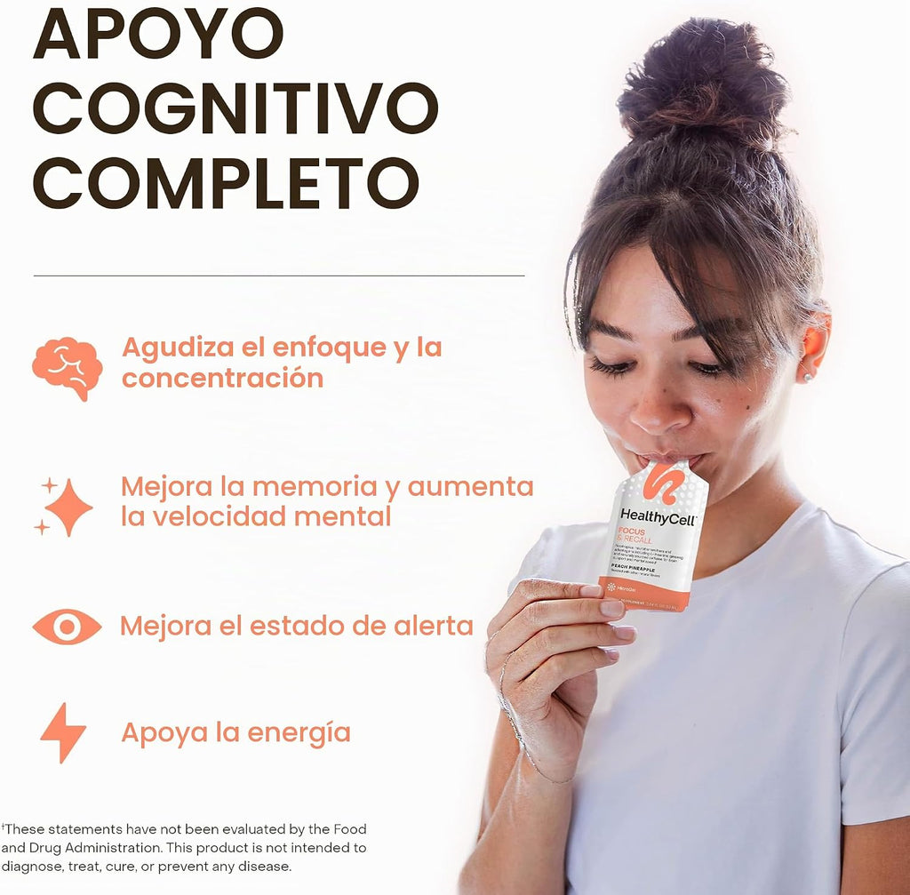 HealthyCell Focus &amp; Recall Suplemento líquido diario para el ce...