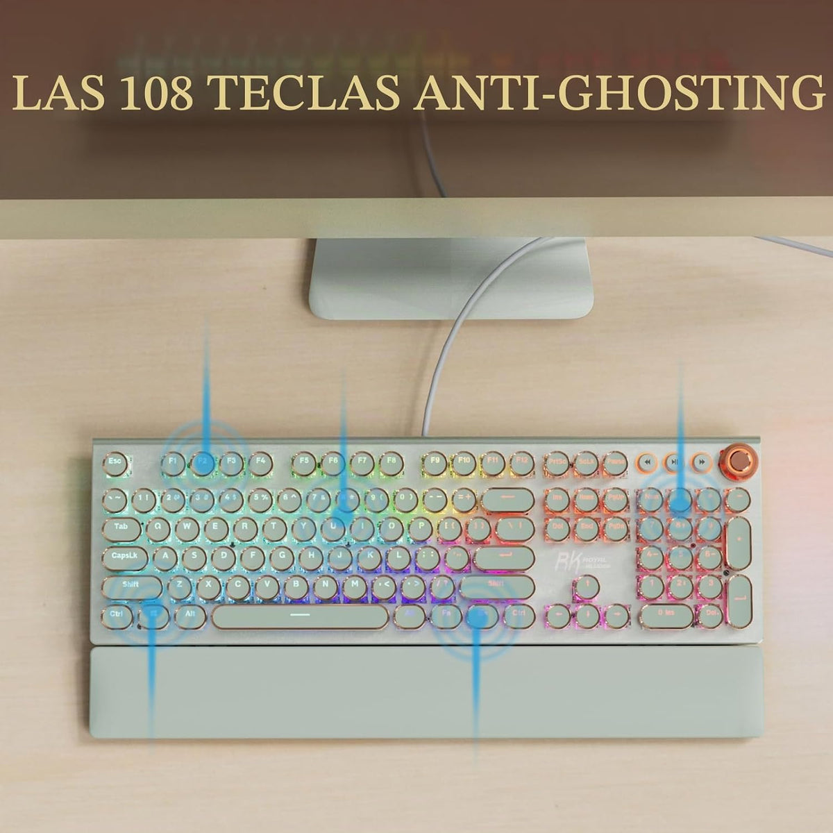 RK ROYAL KLUDGE Teclado mecánico estilo máquina de escribir X108, t...