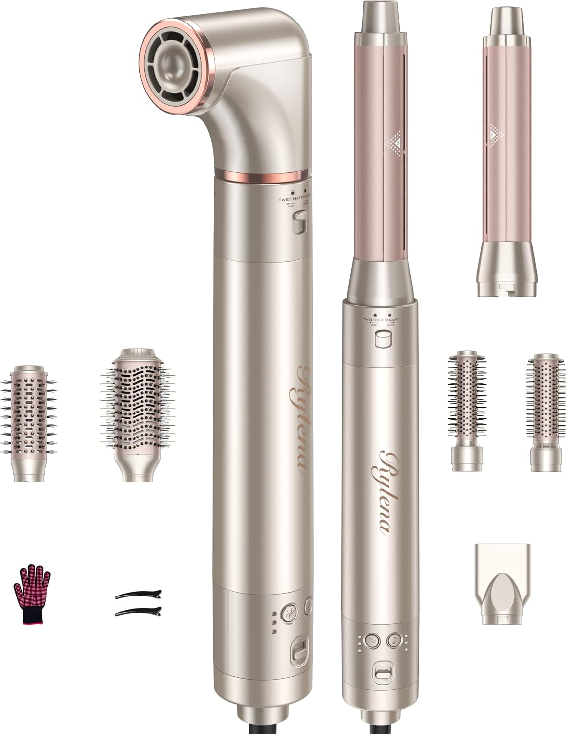 Rylena Air Styler Pro 8 en 1, cepillo secador de pelo y cepillo sec...