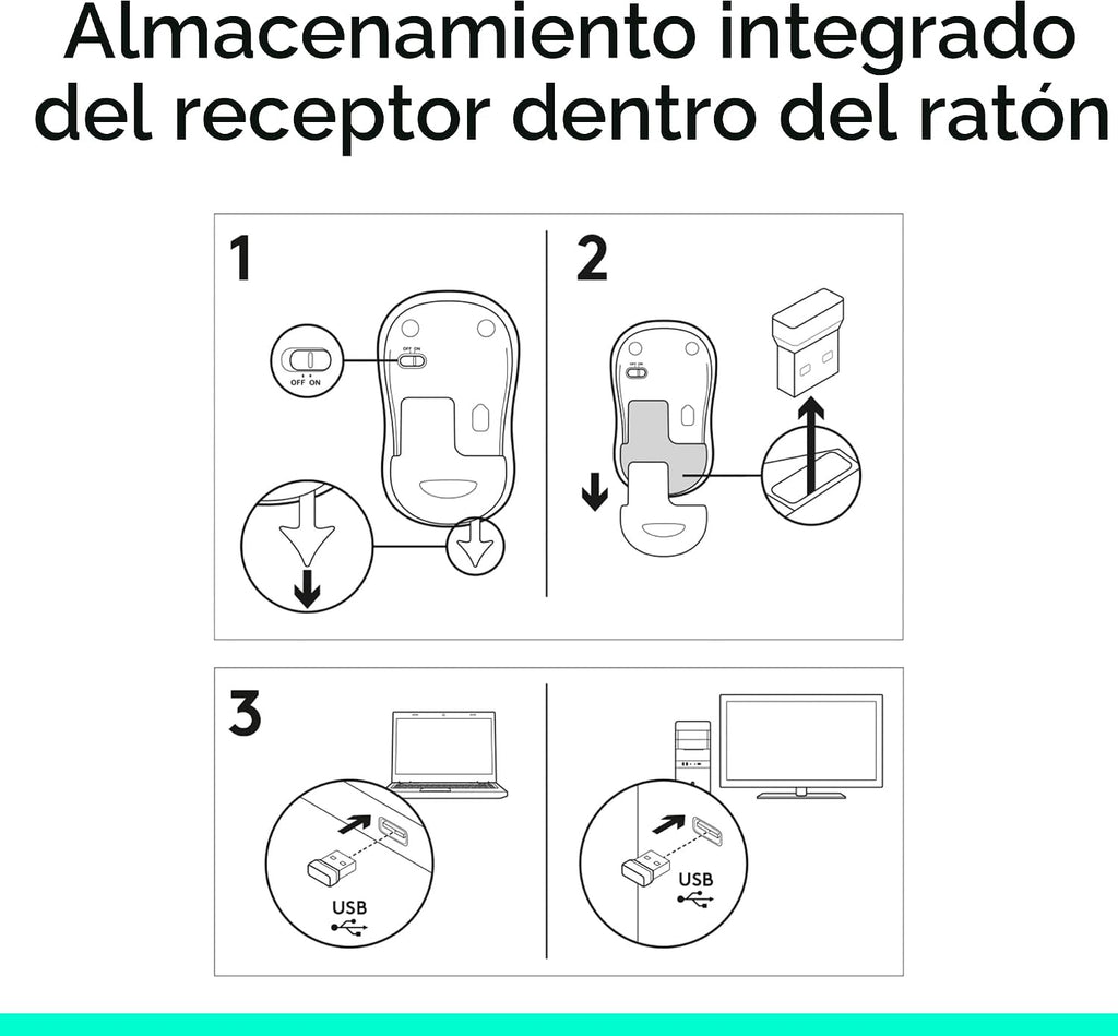 Logitech M185 Ratón Inalámbrico Ambidiestro Compacto con Empuñadura...