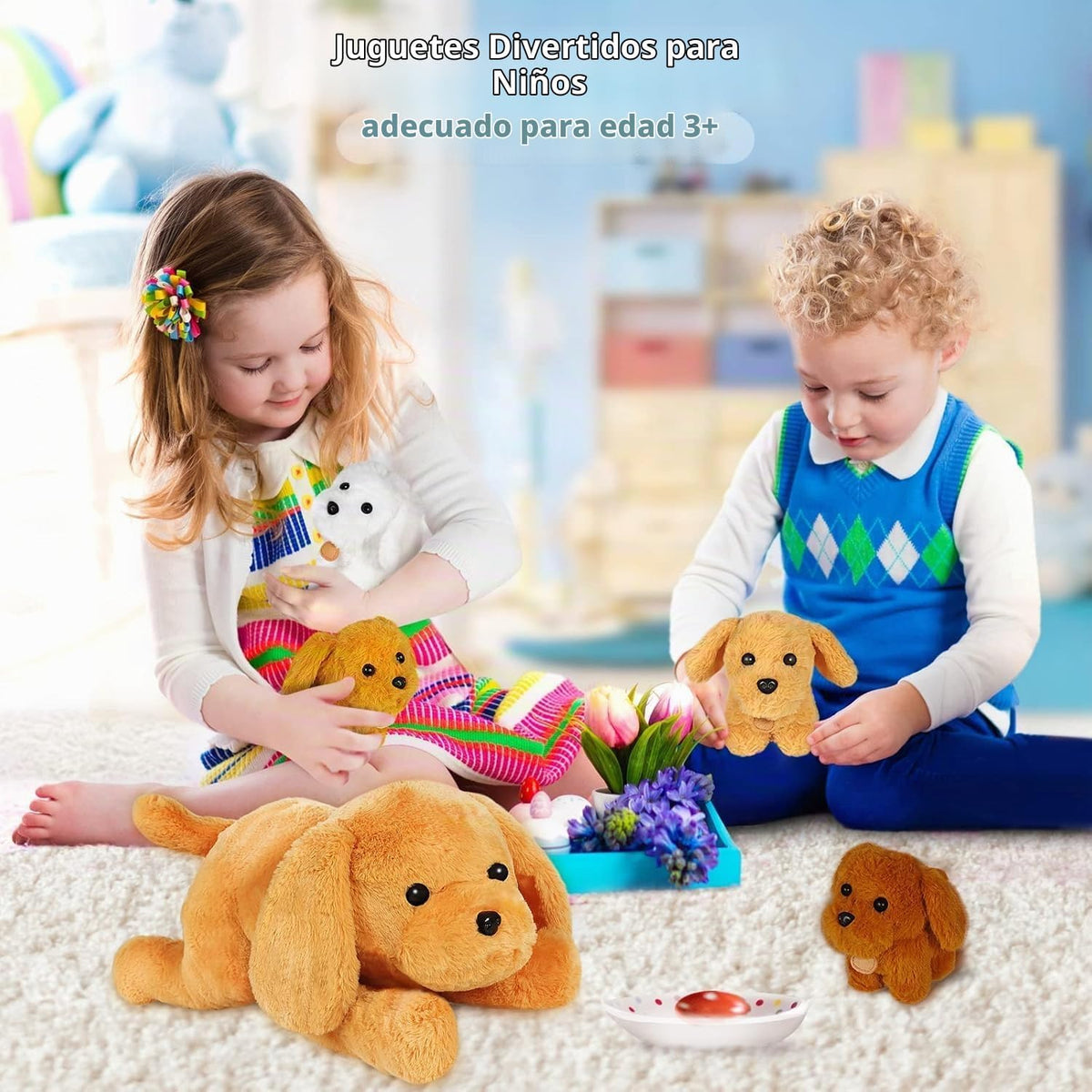 KMUYSL Juguetes de peluche para mamá con 4 bebés, animal de peluche...