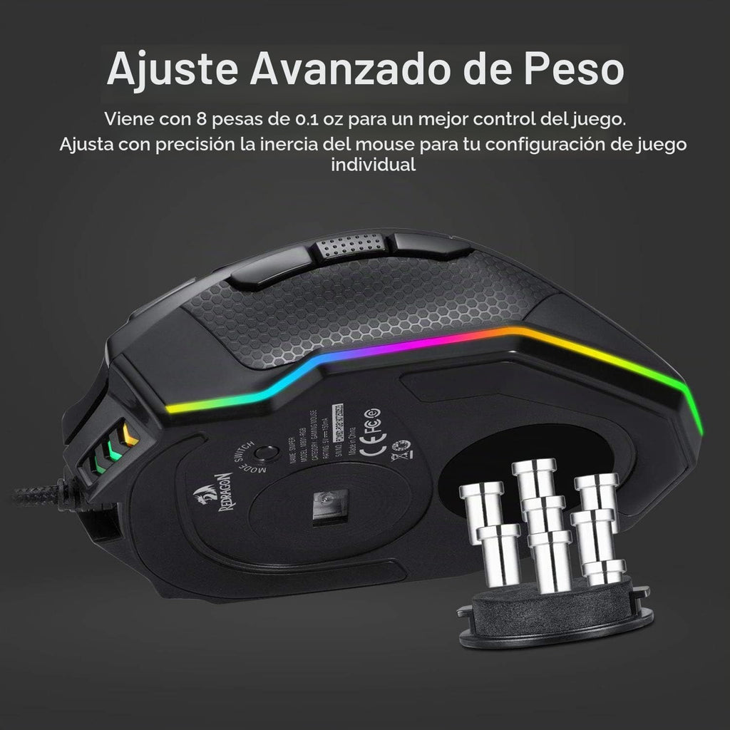 Redragon M801 Ratón para Juegos, Ratón RGB para PC MMO con 9 Botone...