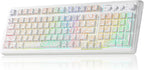AULA Teclado inalámbrico para juegos blanco cremoso con teclado num...