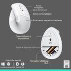 Logitech Wave Keys & Lift Vertical Mouse Combo ergonómico inalámbri...