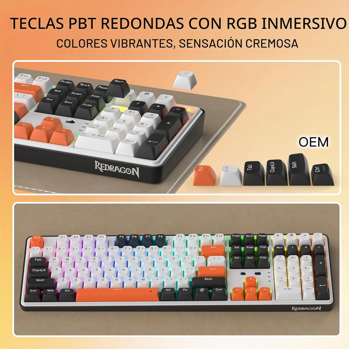 Redragon K689 PRO Teclado inalámbrico de 108 teclas RGB para juegos...