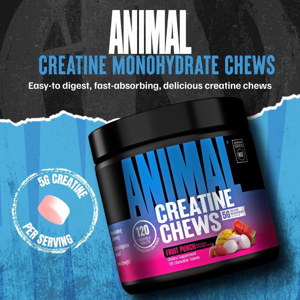 Masticables de creatina Animal - Tabletas de creatina monohidratada...
