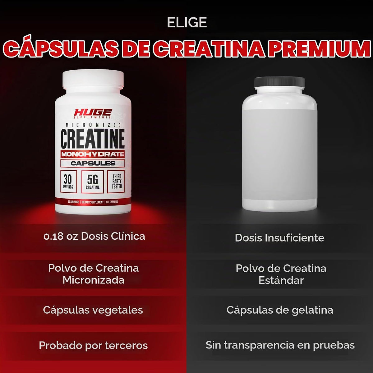 Cápsulas de monohidrato de creatina, 0.18 oz por porción, dosificad...
