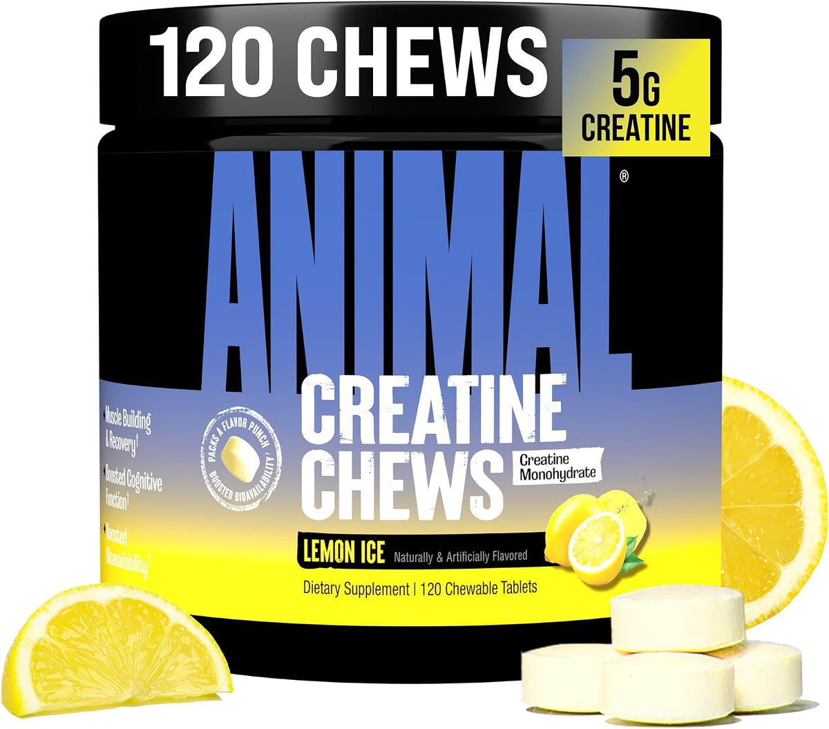 Animal Tabletas masticables de creatina, monohidrato de creatina me...