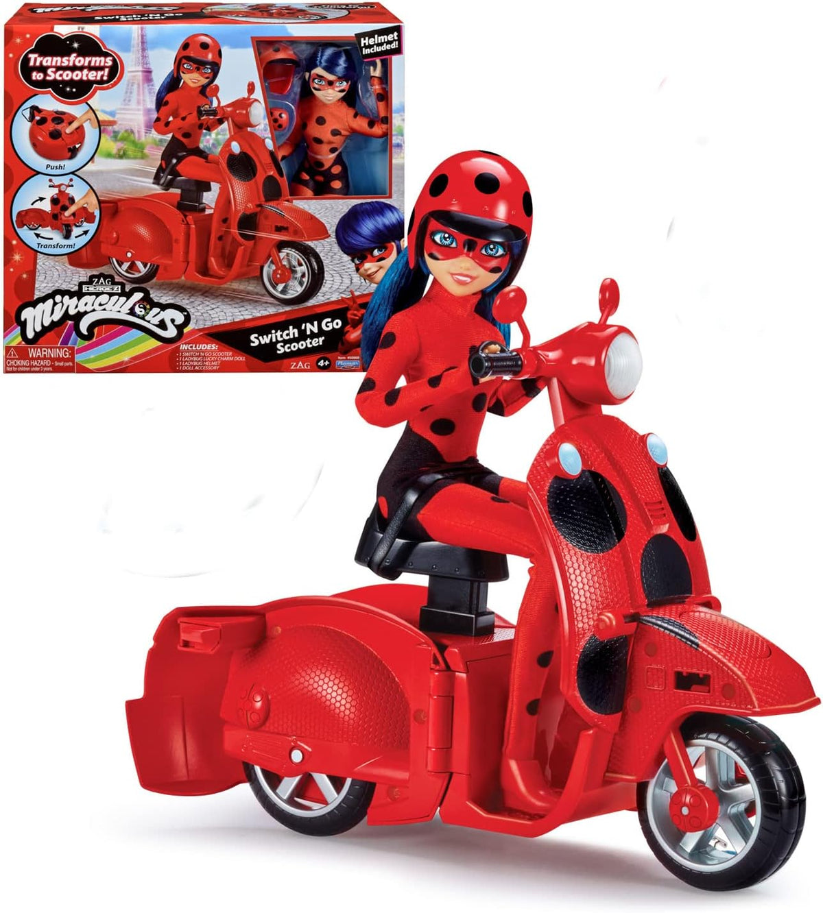 BANDAI Miraculous Ladybug Switch N Go Scooter y Fashion Doll Playse...