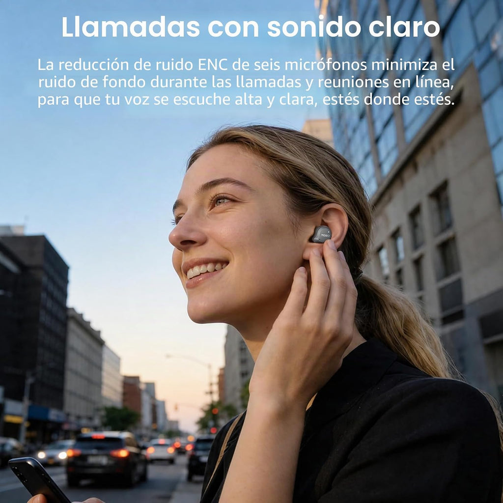 TOZO NC9 Auriculares inalámbricos híbridos con cancelación activa d...