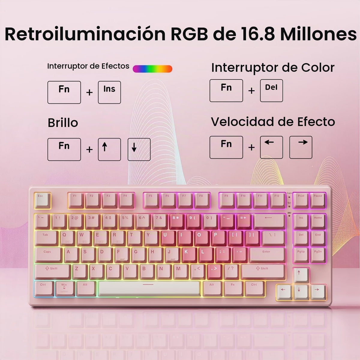 Kisnt Teclado mecánico inalámbrico KN85, diseño del 75%, Bluetooth\...