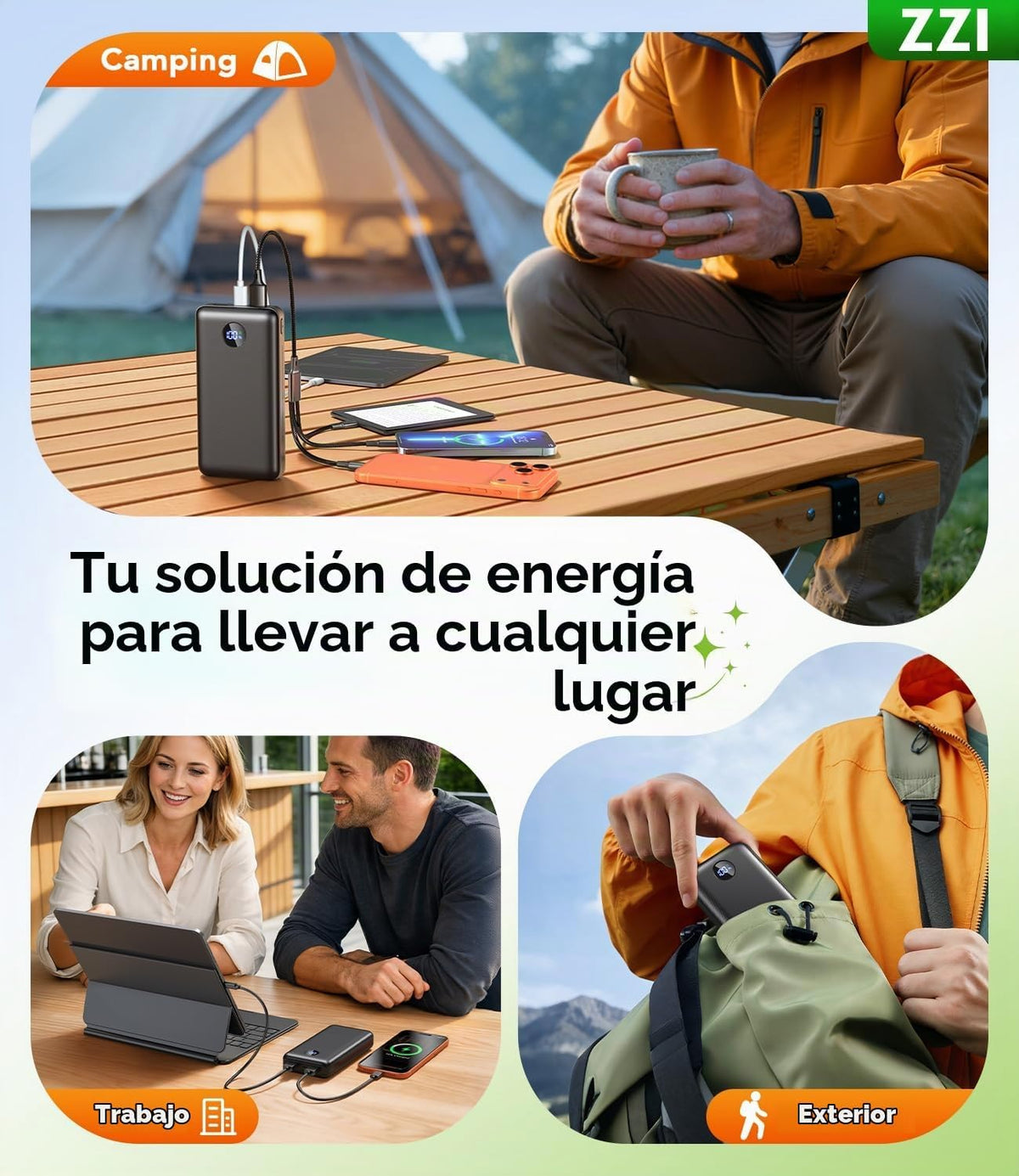 Banco de energía de 60,000 mAh: 5 dispositivos a la vez, perfecto p...