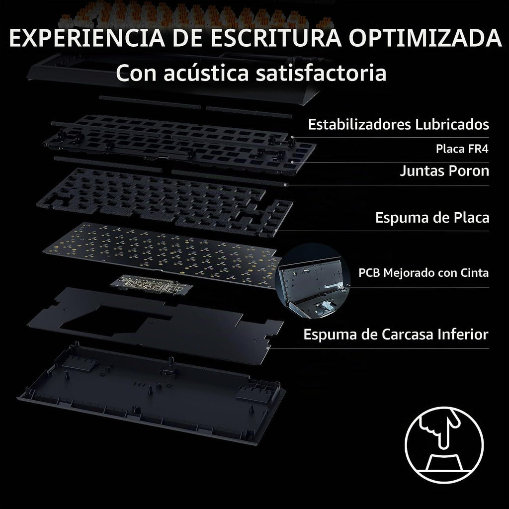 Razer BlackWidow V4 75% Teclado mecánico para juegos, táctil naranj...